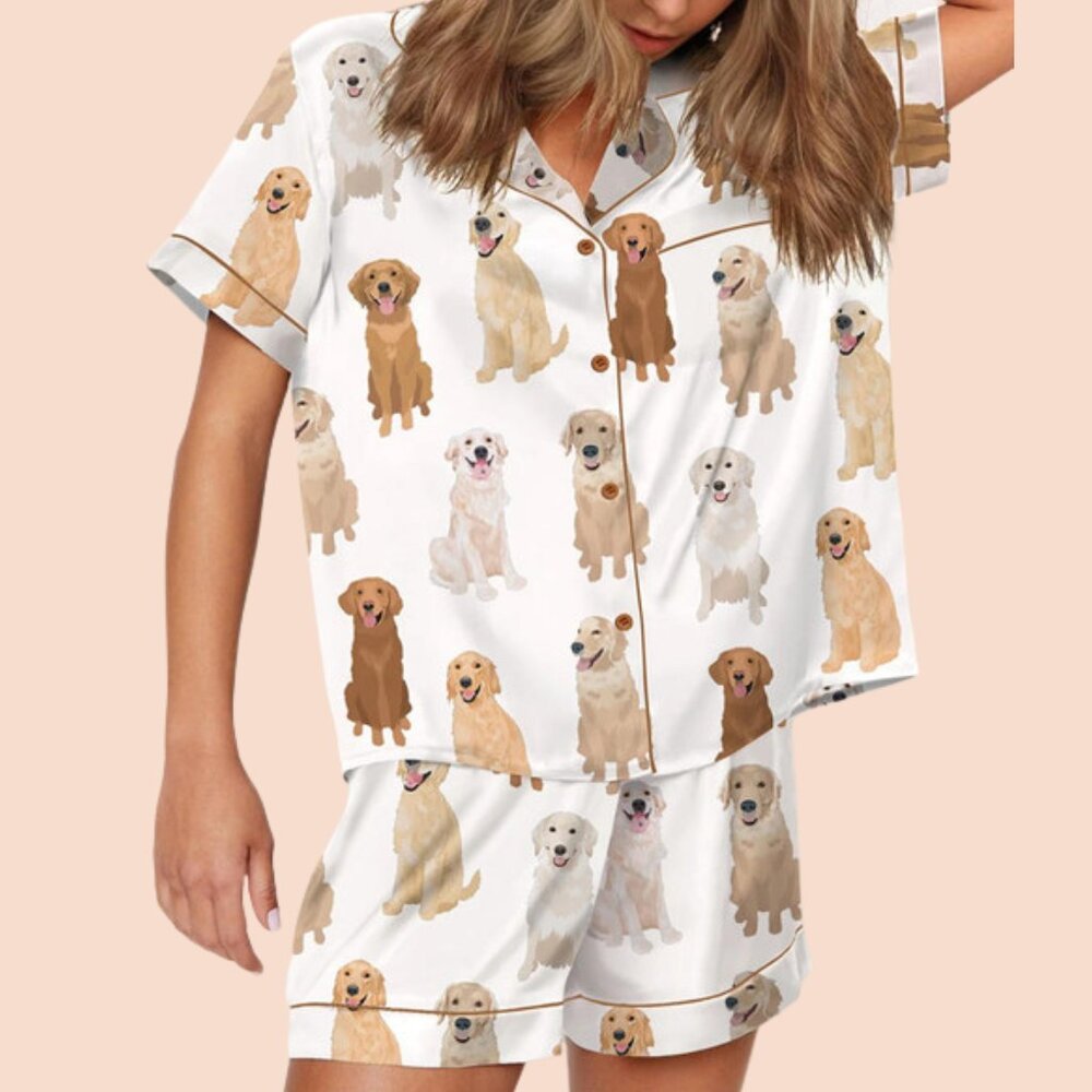 Golden Retriever Print Pajama Set